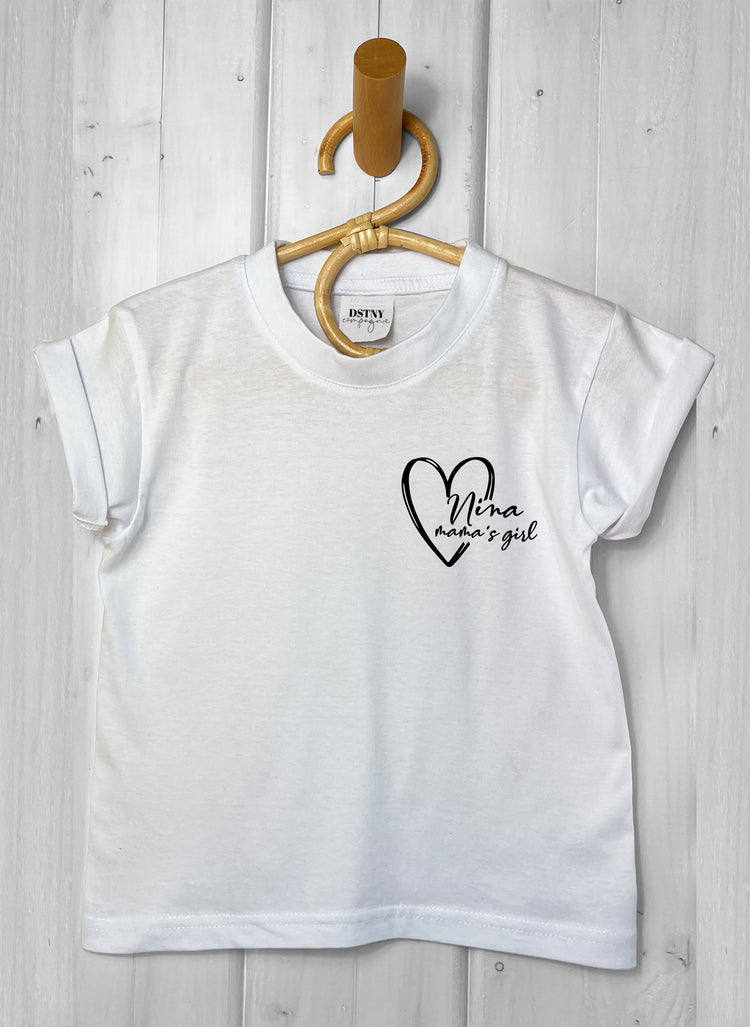 teeshirt blanc coton à personnaliser avec prénom enfant coeur, Le Beausset