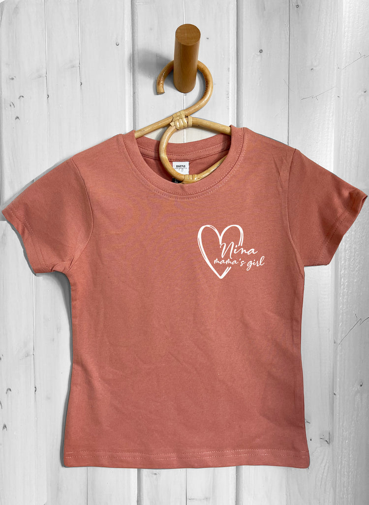 teeshirt manches courtes rose en coton personnalisé au prénom de l&