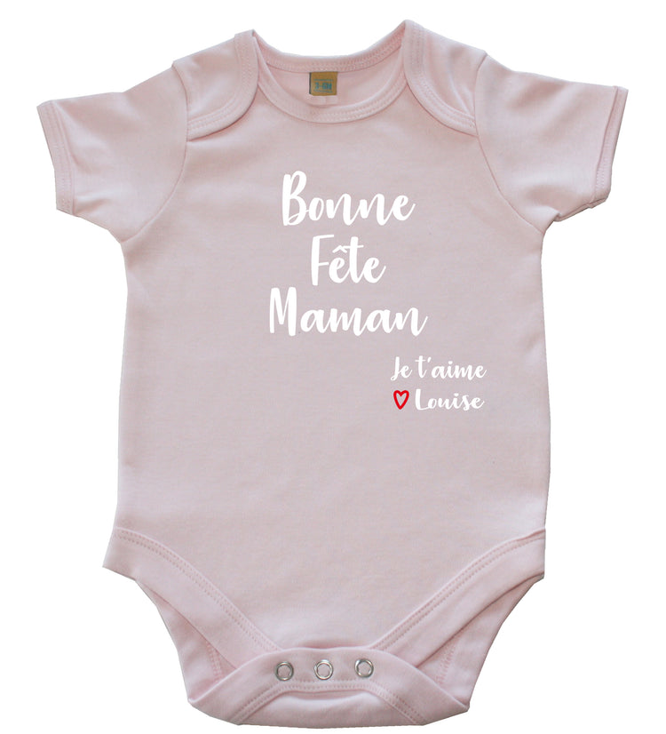 cadeau fête des mamans de la part de bébé, bodie personnalisé avec prénom