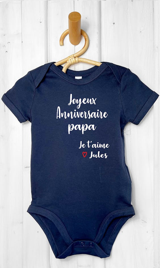 body bébé personnalisable cadeau anniversaire papa atelier de personnalisation Le Beausset