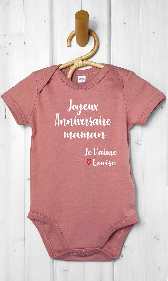 body bébé personnalisé joyeux anniversaire maman