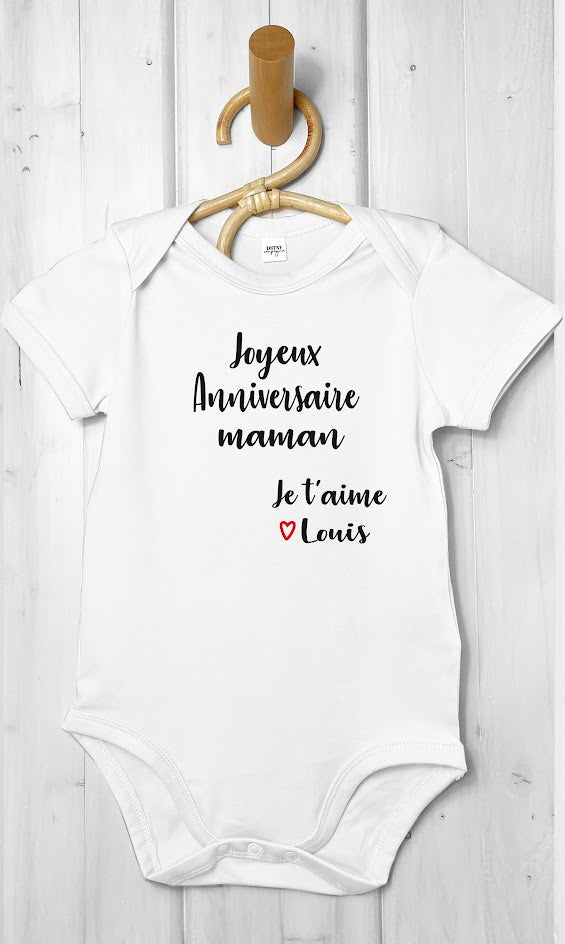 body personnalisable bébé anniversaire maman