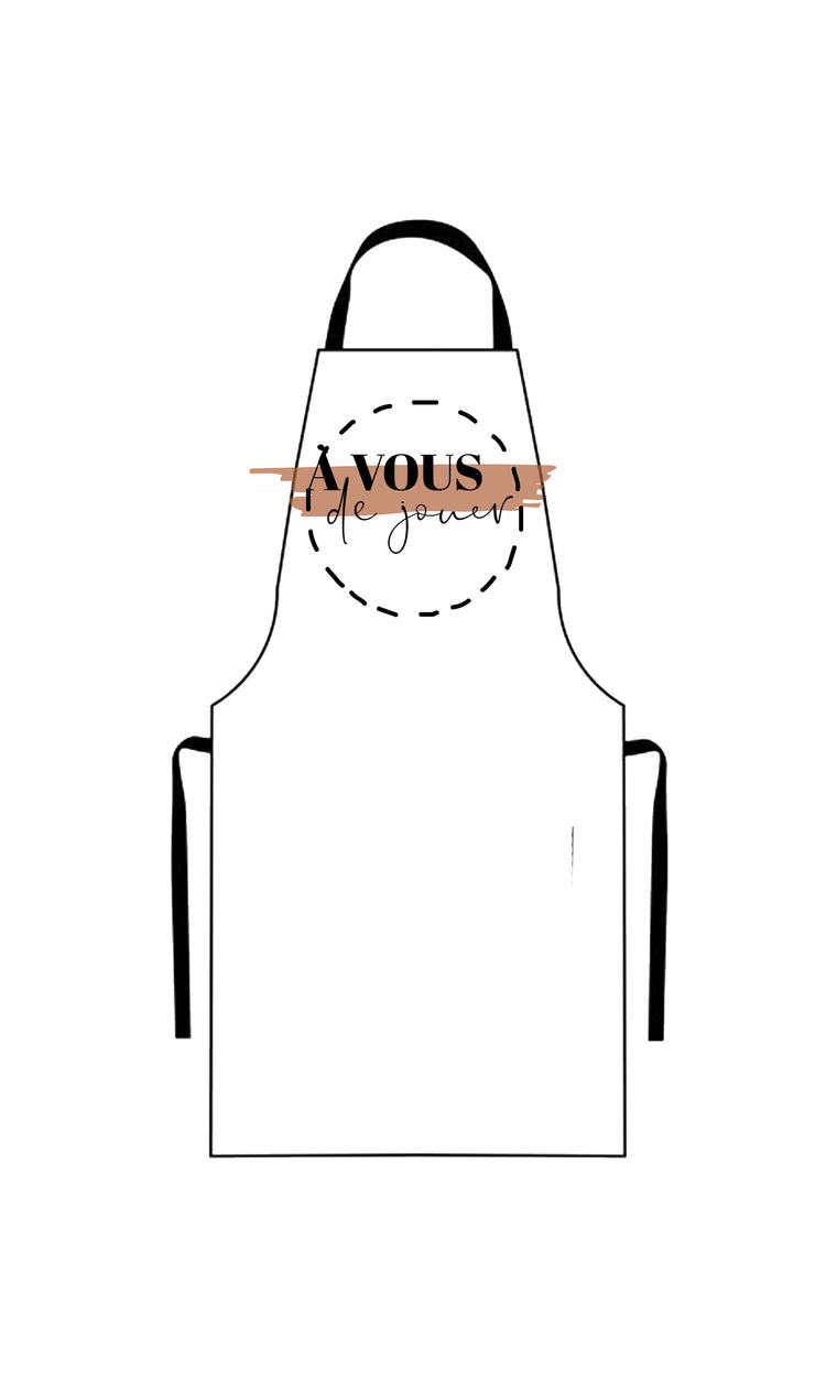 tablier de cuisine personnalisable avec prénom ou phrase. Atelier de personnalisation textile Le Beausset