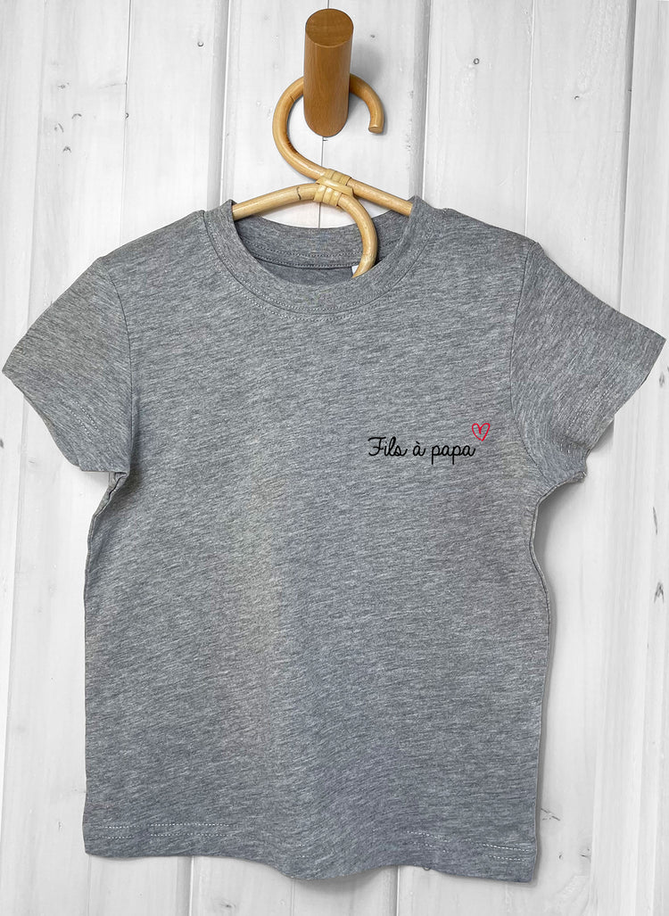 teeshirt enfant personnalisable fils à papa fille à papa petit coeur rouge