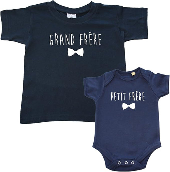 Ensemble T-Shirt Enfant garçon Grand frère et Body Bébé Petit frère