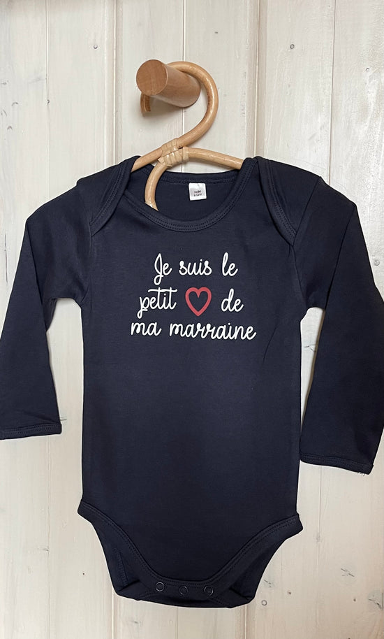 Body bébé manches longues, Je suis le petit cœur de marraine, TAILLE 6-12 MOIS
