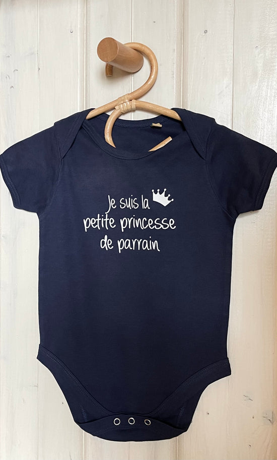 Body bébé manches courtes, Je suis la petite princesse de parrain, TAILLE 12-18 MOIS