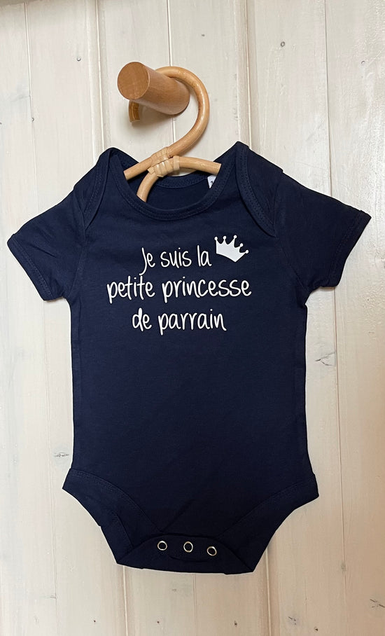Body bébé manches courtes, Je suis la petite princesse de parrain, TAILLE 3-6 MOIS
