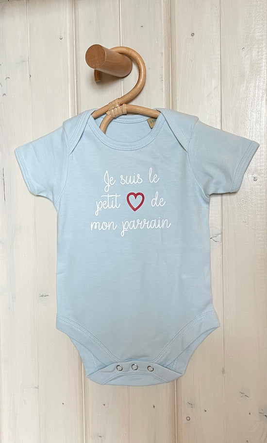 Body bébé manches courtes, Je suis le petit cœur de parrain, TAILLE 3-6 MOIS