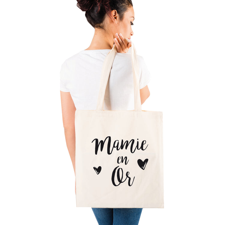 tote bag personnalisable pour fête des grands mères - Mamie en or 