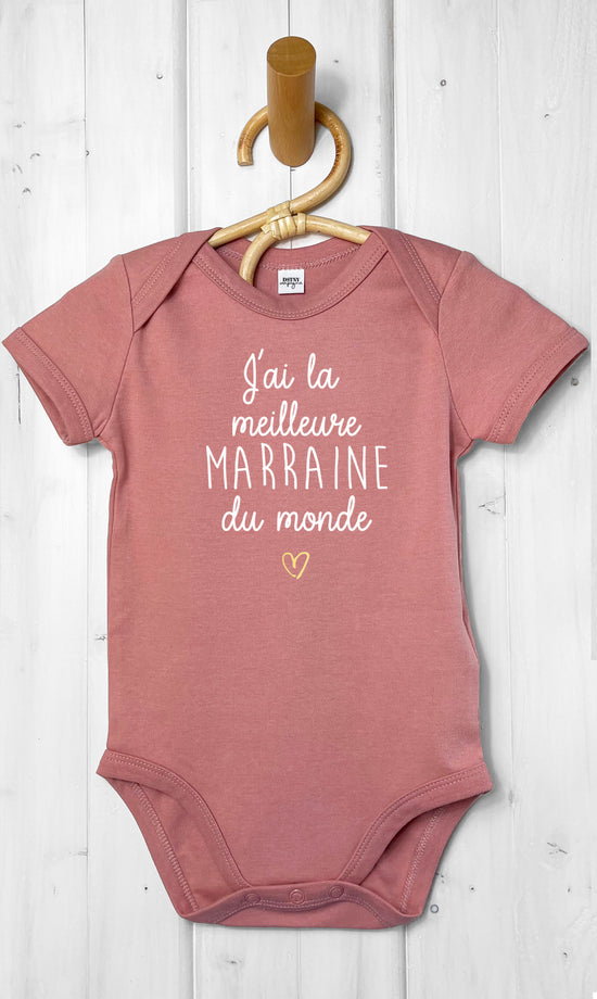 body bébé 100% coton bio personnalisable avec message pour marraine 