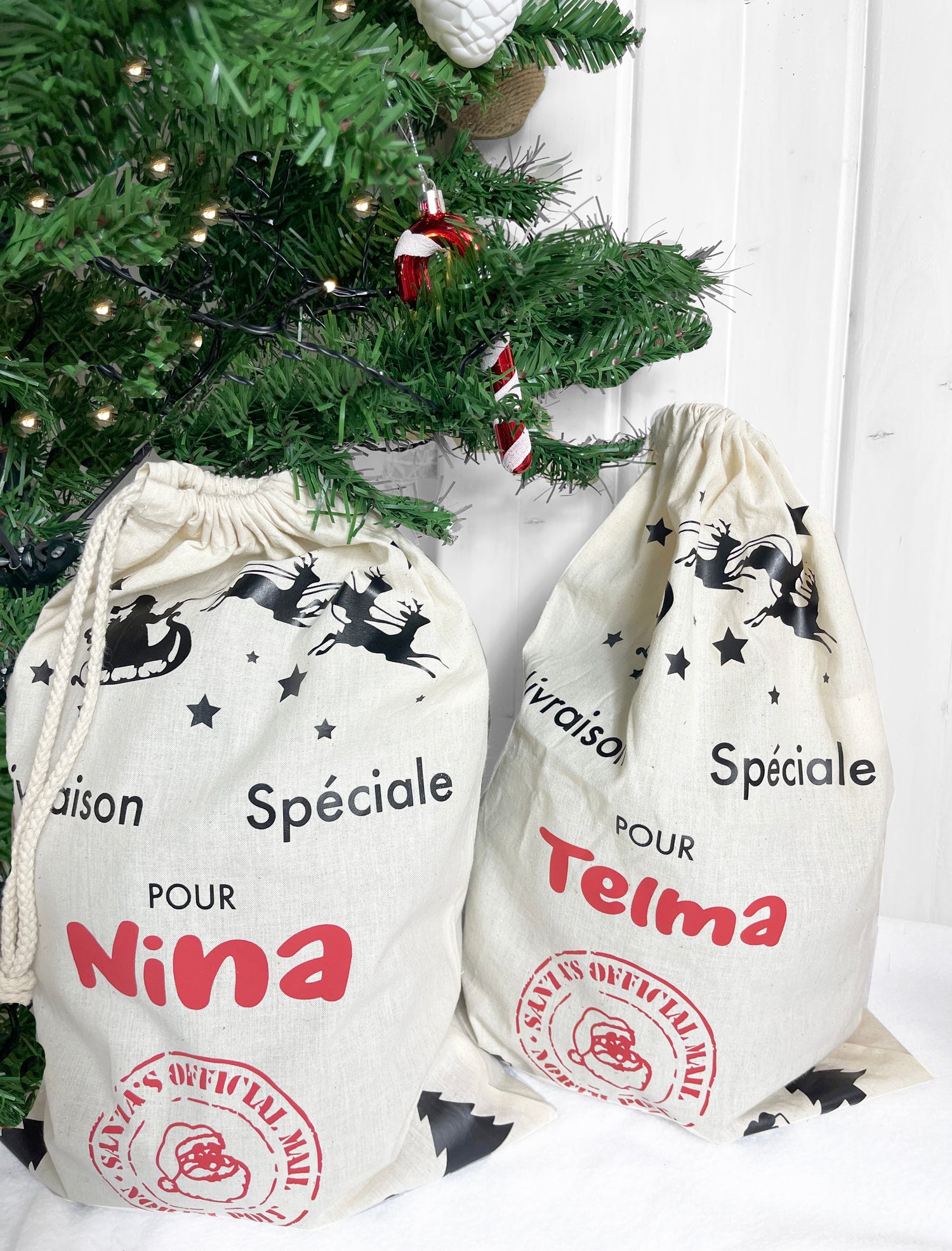 hotte de noël personnalisable avec prénom de l&