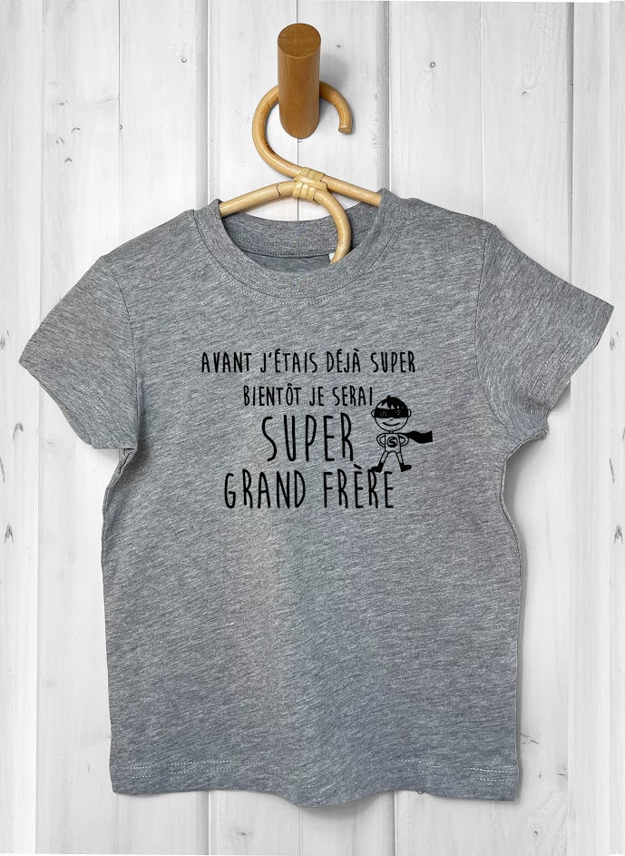 tee shirt enfant bébé super grand frère annonce grossesse 