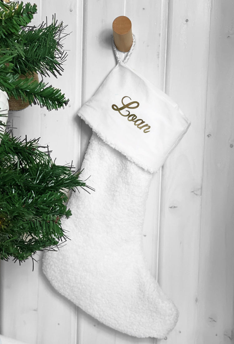 chaussette de noel effet bouclette personnalisable avec prénom