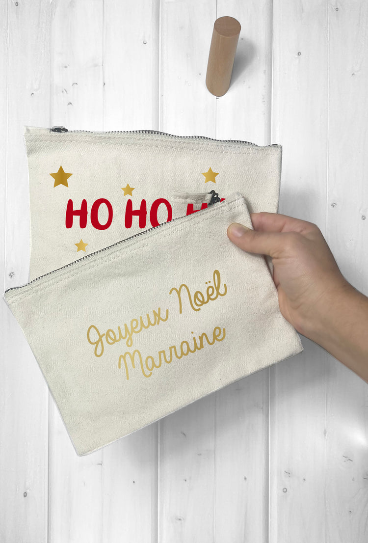 pochette personnalisable pour noël joyeux noel ou prénom atelier de personnalisation textile Le Beausset