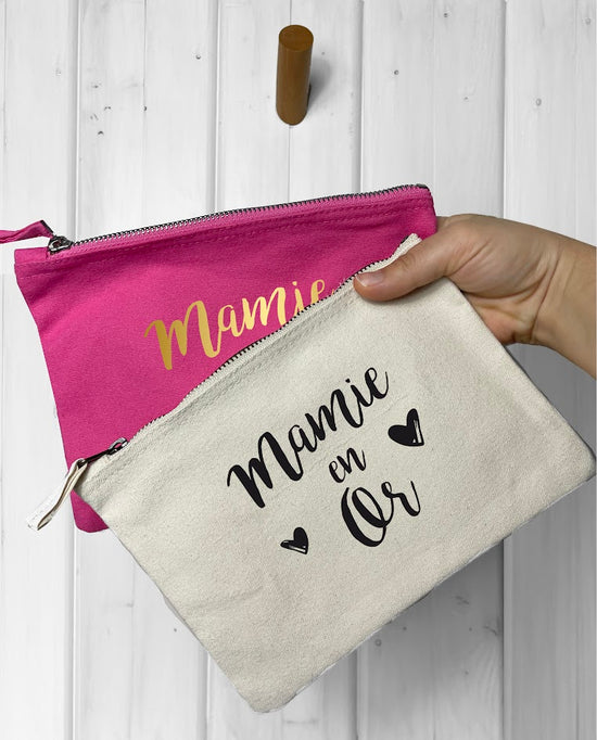Pochette personnalisable pour cadeau personnalisé mamie en or super mamie