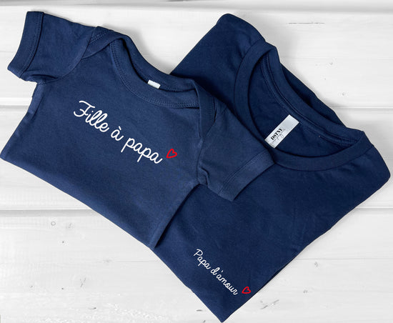 set body et teeshirt fille à papa matchy matchy