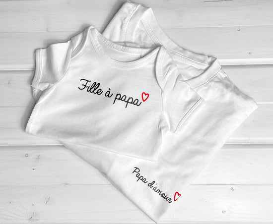 teeshirt body personnalisable fils à papa matchy matchy Atelier de personnalisation Le Beausset